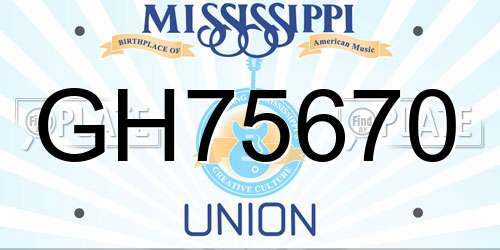 GH75670 Mississippi License Plate