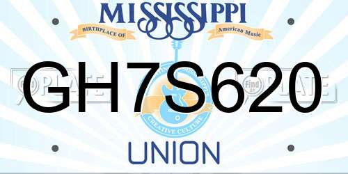 GH7S620 Mississippi License Plate