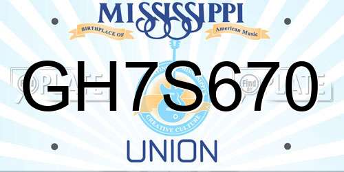 GH7S670 Mississippi License Plate