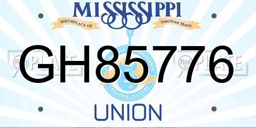 GH85776 Mississippi License Plate