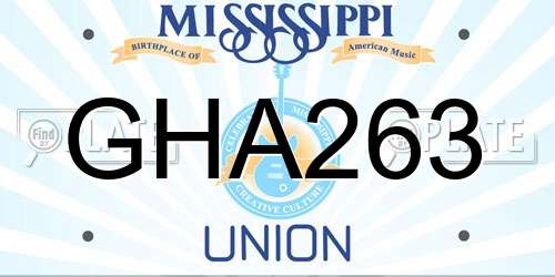 GHA263 Mississippi License Plate