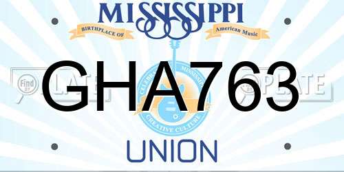 GHA763 Mississippi License Plate