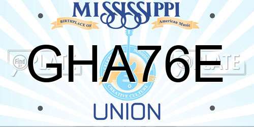 GHA76E Mississippi License Plate