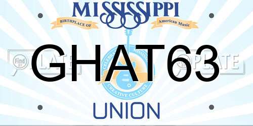 GHAT63 Mississippi License Plate