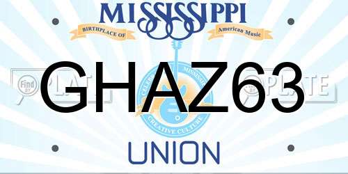 GHAZ63 Mississippi License Plate