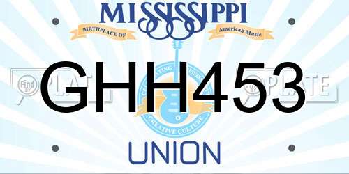 GHH453 Mississippi License Plate