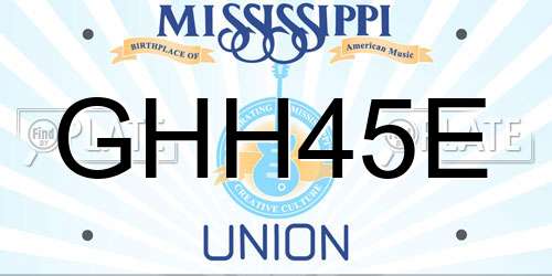 GHH45E Mississippi License Plate