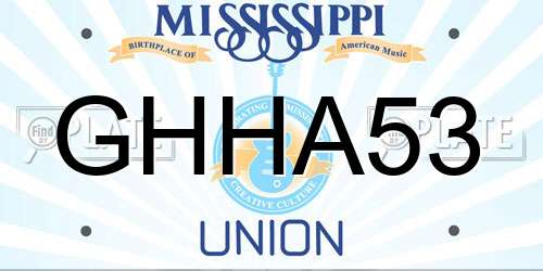 GHHA53 Mississippi License Plate