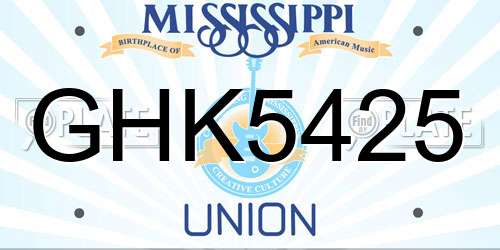 GHK5425 Mississippi License Plate