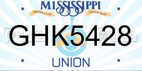 GHK5428 Mississippi License Plate
