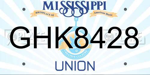 GHK8428 Mississippi License Plate