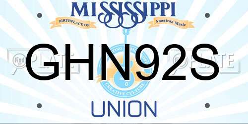 GHN92S Mississippi License Plate
