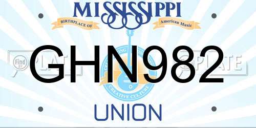 GHN982 Mississippi License Plate
