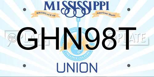 GHN98T Mississippi License Plate