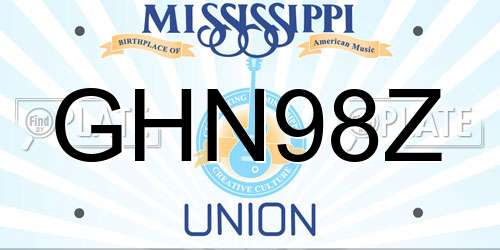 GHN98Z Mississippi License Plate