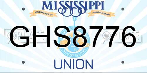 GHS8776 Mississippi License Plate