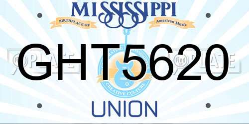 GHT5620 Mississippi License Plate