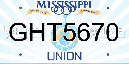 GHT5670 Mississippi License Plate