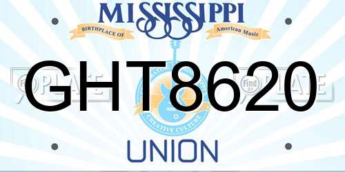 GHT8620 Mississippi License Plate