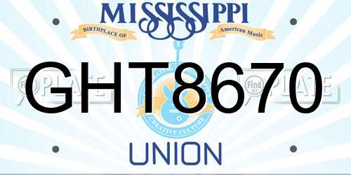 GHT8670 Mississippi License Plate