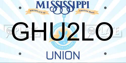 GHU2LO Mississippi License Plate