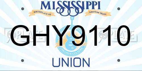 GHY9110 Mississippi License Plate