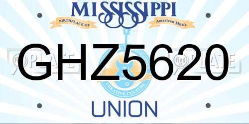 GHZ5620 Mississippi License Plate