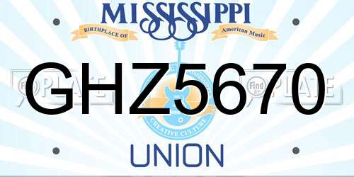 GHZ5670 Mississippi License Plate