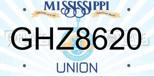 GHZ8620 Mississippi License Plate