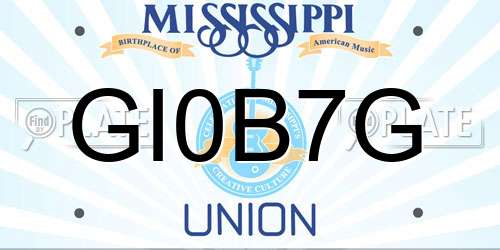 GI0B7G Mississippi License Plate