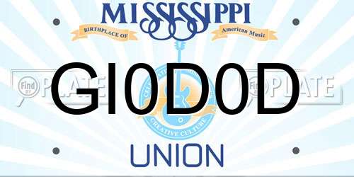 GI0D0D Mississippi License Plate