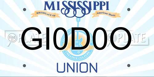GI0D0O Mississippi License Plate