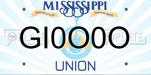 GI0O0O Mississippi License Plate