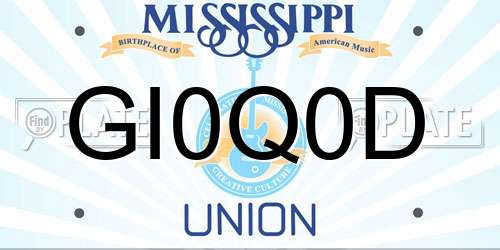 GI0Q0D Mississippi License Plate