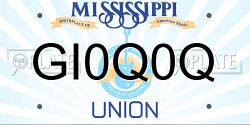 GI0Q0Q Mississippi License Plate