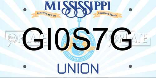 GI0S7G Mississippi License Plate