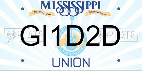 GI1D2D Mississippi License Plate