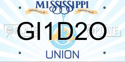 GI1D2O Mississippi License Plate