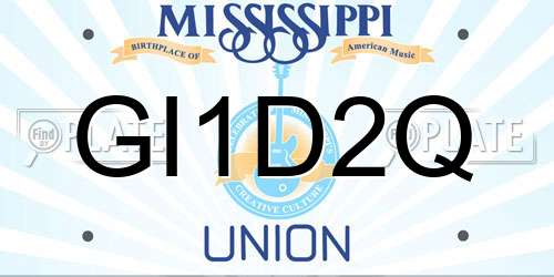 GI1D2Q Mississippi License Plate