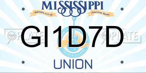 GI1D7D Mississippi License Plate