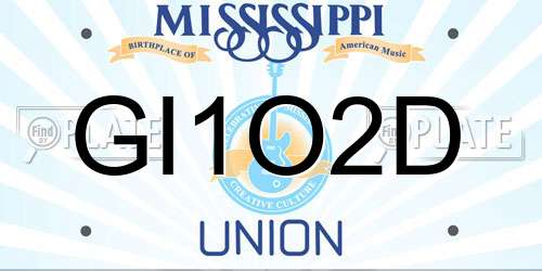 GI1O2D Mississippi License Plate