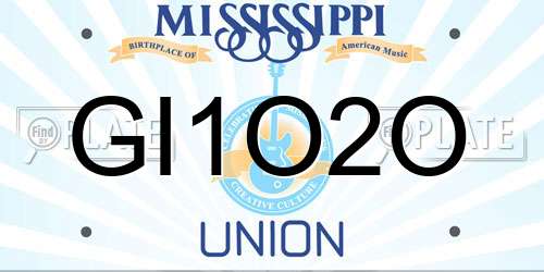 GI1O2O Mississippi License Plate