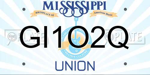 GI1O2Q Mississippi License Plate