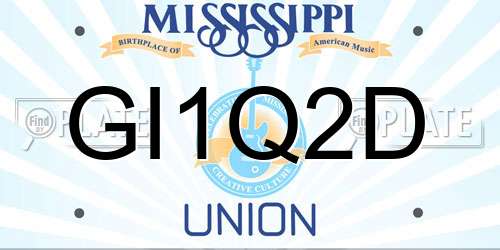 GI1Q2D Mississippi License Plate