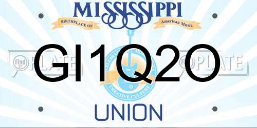 GI1Q2O Mississippi License Plate