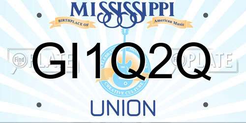 GI1Q2Q Mississippi License Plate
