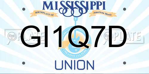 GI1Q7D Mississippi License Plate