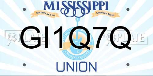 GI1Q7Q Mississippi License Plate