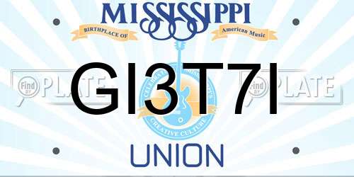 GI3T7I Mississippi License Plate