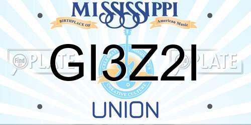 GI3Z2I Mississippi License Plate